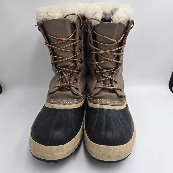 Vintage Sorel Arctic Pac Boots Brown Leather Rubber Duck Boots Made in Canada 12 Vintage 90s Sorel Arctic Pac Leather Duck Snow Winter Boots  main image 3